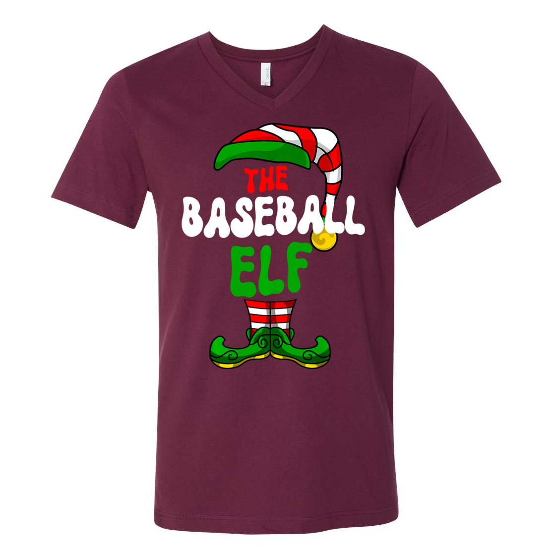 Baseball Elf Pajama Matching Group Christmas Holiday V-Neck T-Shirt
