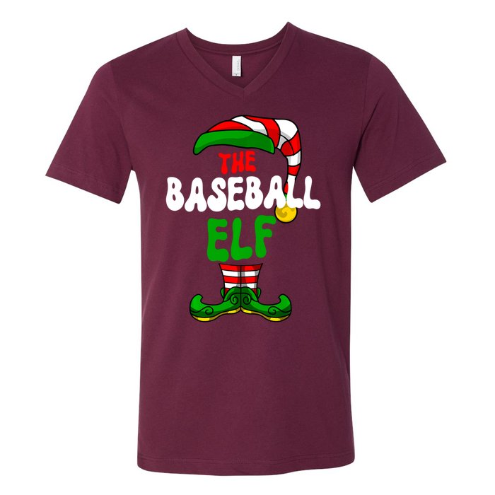 Baseball Elf Pajama Matching Group Christmas Holiday V-Neck T-Shirt