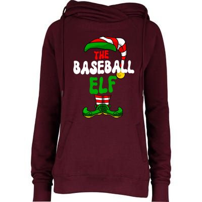 Baseball Elf Pajama Matching Group Christmas Holiday Womens Funnel Neck Pullover Hood