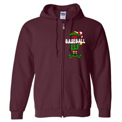 Baseball Elf Pajama Matching Group Christmas Holiday Full Zip Hoodie