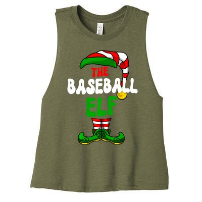 Baseball Elf Pajama Matching Group Christmas Holiday Women's Racerback Cropped Tank