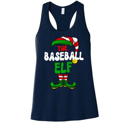 Baseball Elf Pajama Matching Group Christmas Holiday Women's Racerback Tank