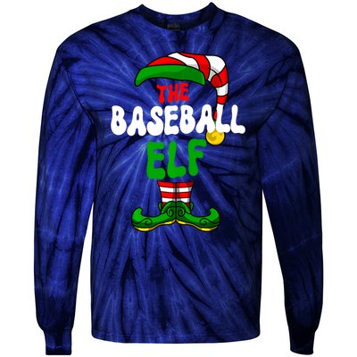 Baseball Elf Pajama Matching Group Christmas Holiday Tie-Dye Long Sleeve Shirt