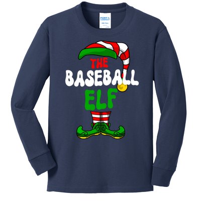 Baseball Elf Pajama Matching Group Christmas Holiday Kids Long Sleeve Shirt