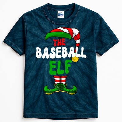 Baseball Elf Pajama Matching Group Christmas Holiday Kids Tie-Dye T-Shirt