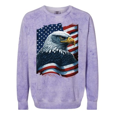 Bald Eagle Proud Patriotic American US Flag 4th Of July Colorblast Crewneck Sweatshirt