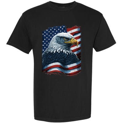 Bald Eagle Proud Patriotic American US Flag 4th Of July Garment-Dyed Heavyweight T-Shirt