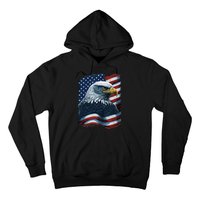 Bald Eagle Proud Patriotic American US Flag 4th Of July Hoodie