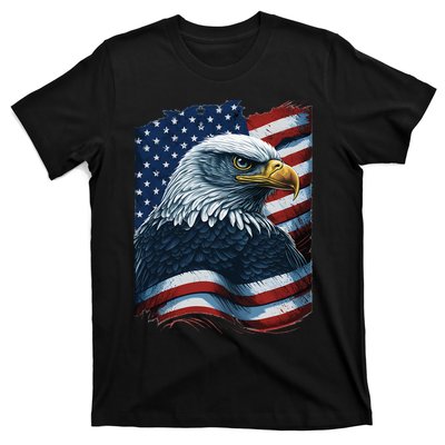 Bald Eagle Proud Patriotic American US Flag 4th Of July T-Shirt