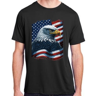 Bald Eagle Proud Patriotic American US Flag 4th Of July Adult ChromaSoft Performance T-Shirt