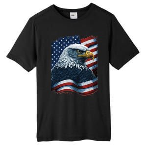 Bald Eagle Proud Patriotic American US Flag 4th Of July Tall Fusion ChromaSoft Performance T-Shirt