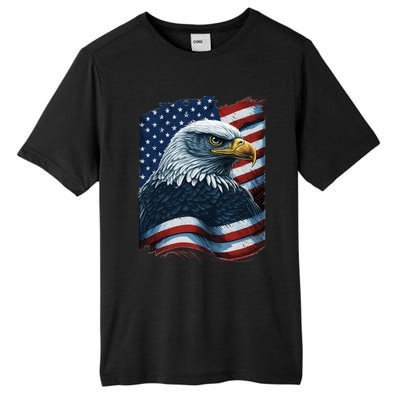 Bald Eagle Proud Patriotic American US Flag 4th Of July Tall Fusion ChromaSoft Performance T-Shirt