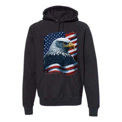 Bald Eagle Proud Patriotic American US Flag 4th Of July Premium Hoodie