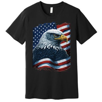 Bald Eagle Proud Patriotic American US Flag 4th Of July Premium T-Shirt