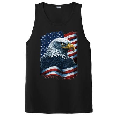 Bald Eagle Proud Patriotic American US Flag 4th Of July PosiCharge Competitor Tank