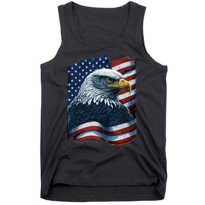 Bald Eagle Proud Patriotic American US Flag 4th Of July Tank Top