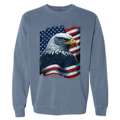 Bald Eagle Proud Patriotic American US Flag 4th Of July Garment-Dyed Sweatshirt