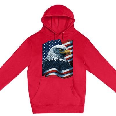 Bald Eagle Proud Patriotic American US Flag 4th Of July Premium Pullover Hoodie