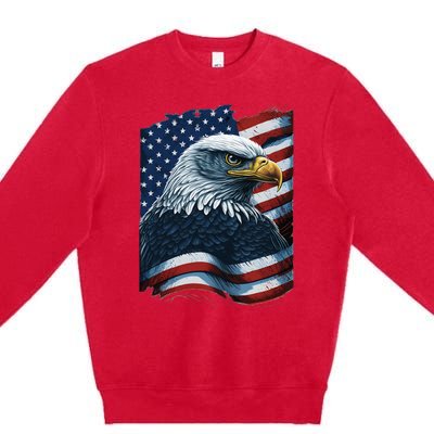 Bald Eagle Proud Patriotic American US Flag 4th Of July Premium Crewneck Sweatshirt