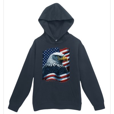 Bald Eagle Proud Patriotic American US Flag 4th Of July Urban Pullover Hoodie