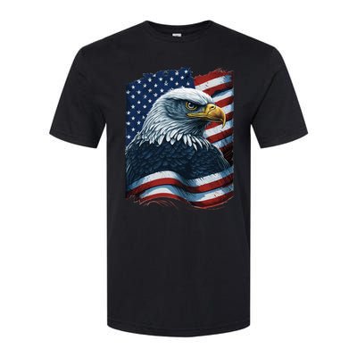 Bald Eagle Proud Patriotic American US Flag 4th Of July Softstyle CVC T-Shirt