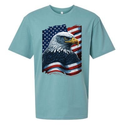 Bald Eagle Proud Patriotic American US Flag 4th Of July Sueded Cloud Jersey T-Shirt