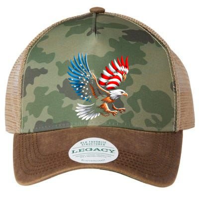 Bald Eagle & Patriotic American Flag 4th Of July Legacy Tie Dye Trucker Hat