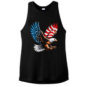 Bald Eagle & Patriotic American Flag 4th Of July Ladies PosiCharge Tri-Blend Wicking Tank