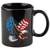Bald Eagle & Patriotic American Flag 4th Of July 11oz C Handle Ceramic Mug