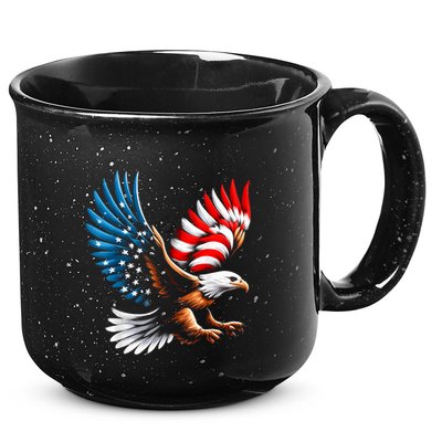 Bald Eagle & Patriotic American Flag 4th Of July 15oz Campfire Ceramic Mug