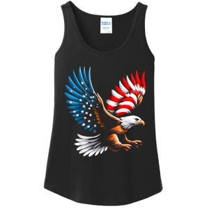 Bald Eagle & Patriotic American Flag 4th Of July Ladies Essential Tank