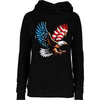 Bald Eagle & Patriotic American Flag 4th Of July Womens Funnel Neck Pullover Hood