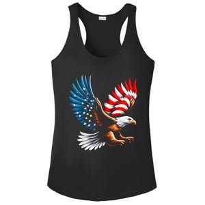 Bald Eagle & Patriotic American Flag 4th Of July Ladies PosiCharge Competitor Racerback Tank