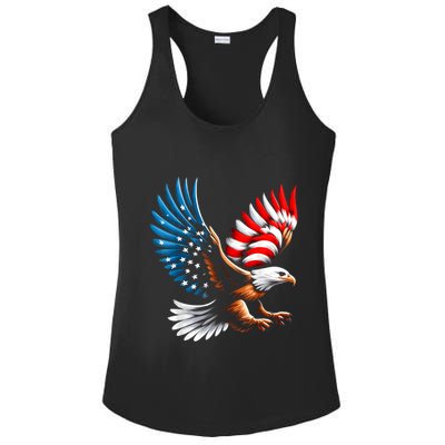 Bald Eagle & Patriotic American Flag 4th Of July Ladies PosiCharge Competitor Racerback Tank