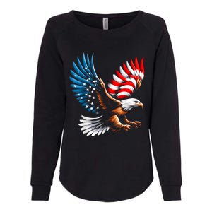 Bald Eagle & Patriotic American Flag 4th Of July Womens California Wash Sweatshirt