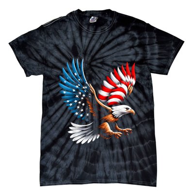 Bald Eagle & Patriotic American Flag 4th Of July Tie-Dye T-Shirt
