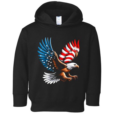 Bald Eagle & Patriotic American Flag 4th Of July Toddler Hoodie