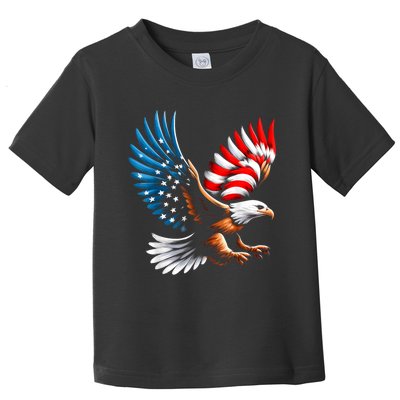 Bald Eagle & Patriotic American Flag 4th Of July Toddler T-Shirt