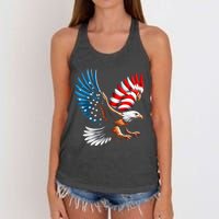 Bald Eagle & Patriotic American Flag 4th Of July Women's Knotted Racerback Tank