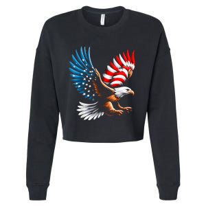 Bald Eagle & Patriotic American Flag 4th Of July Cropped Pullover Crew