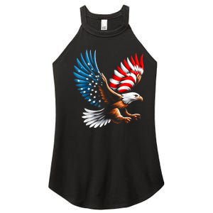 Bald Eagle & Patriotic American Flag 4th Of July Women's Perfect Tri Rocker Tank