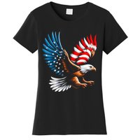 Bald Eagle & Patriotic American Flag 4th Of July Women's T-Shirt