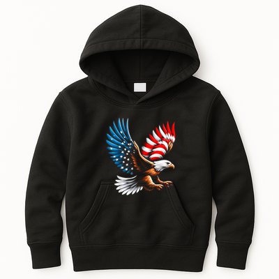 Bald Eagle & Patriotic American Flag 4th Of July Kids Hoodie