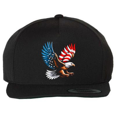Bald Eagle & Patriotic American Flag 4th Of July Wool Snapback Cap