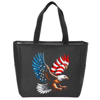 Bald Eagle & Patriotic American Flag 4th Of July Zip Tote Bag