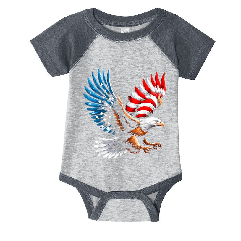 Bald Eagle & Patriotic American Flag 4th Of July Infant Baby Jersey Bodysuit