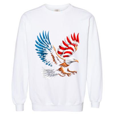Bald Eagle & Patriotic American Flag 4th Of July Garment-Dyed Sweatshirt