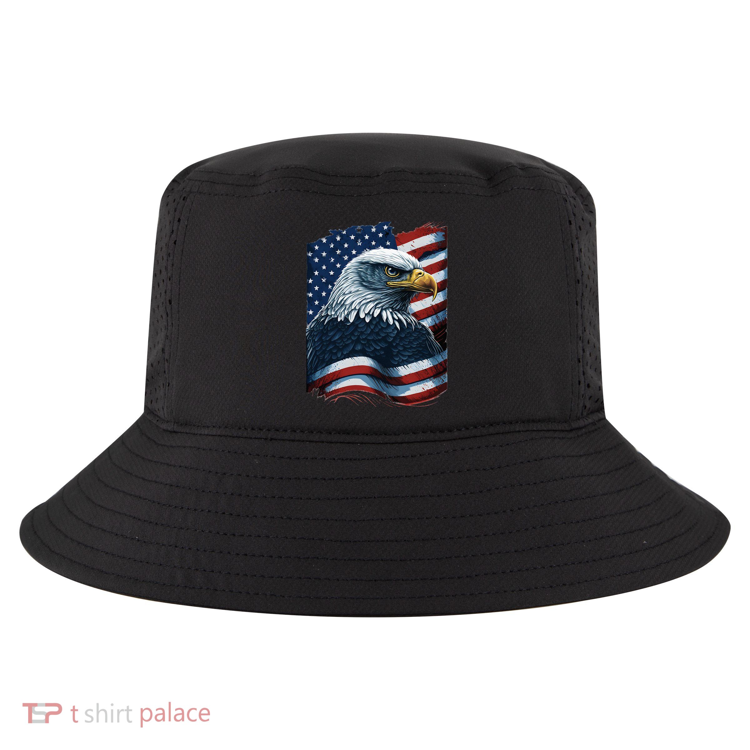 Bald Eagle Proud Patriotic American US Flag 4th Of July Cool Comfort Performance Bucket Hat