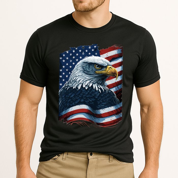 Bald Eagle Proud Patriotic American US Flag 4th Of July Cooling Performance Crew T-Shirt