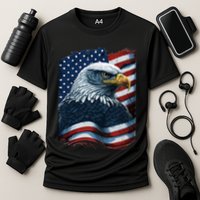 Bald Eagle Proud Patriotic American US Flag 4th Of July Cooling Performance Crew T-Shirt